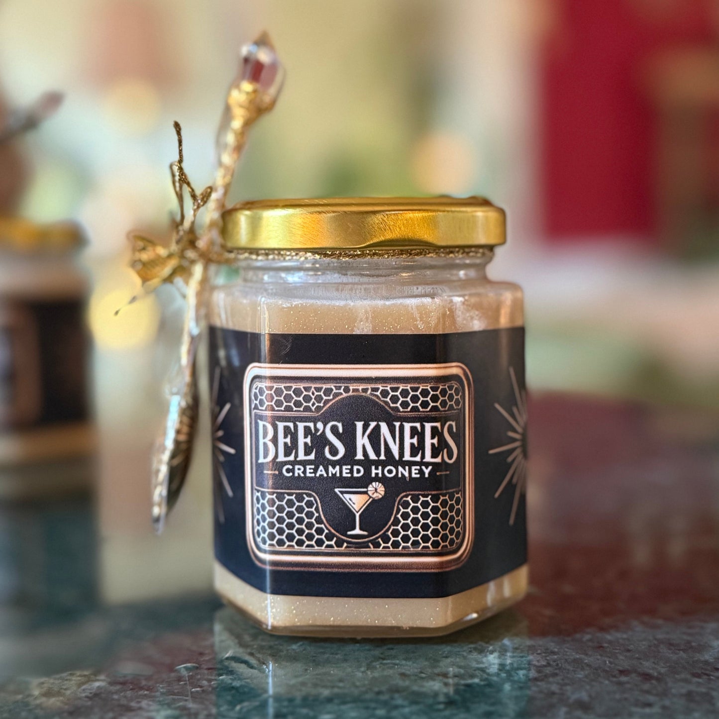 Bee's Knees Creamed Honey with Edible Gold Glitter - Premium Gourmet Honey for Cocktails